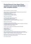 Florida General Lines Agent Exam questions and answers fall 202&sol;2023 with complete solution