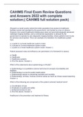 CAHIMS Final Exam Review Questions and Answers 2022 with complete solution;( CAHIMS full solution pack)