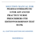 PHARMACOTHERAPEUTIC S FOR ADVANCED PRACTICE NURSE PRESCRIBERS 5TH EDITIONWOO ROBINSON TEST BANK