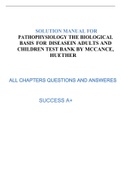PATHOPHYSIOLOGY THE BIOLOGICAL BASIS FOR DISEASE IN ADULTS AND CHILDREN TEST BANK BY