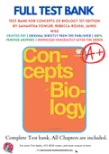 Test Bank For Concepts of Biology 1st Edition by Samantha Fowler, Rebecca Roush, James Wise 9781938168116 Chapter 1-21 Complete Guide.