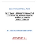 TEST BANK - BRUNNER SUDDARTHS TEXTBOOK OF MEDICAL-SURGICAL NURSING BY JANICE L . HINKLE, PHD, RN, CNRN KERRY H. CHEEVER, PHD, RN SOLUTION MANUAL FOR ALL QUESTIONS AND ANSWERS SUCCESS A+