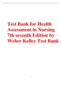 Test Bank for Health Assessment in Nursing 7th seventh Edition by Weber Kelley Test Bank