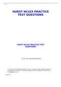 HURST NCLEX PRACTICE TEST QUESTIONS 2022
