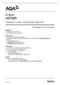 A-level HISTORY Component 2J America&colon; A Nation Divided&comma; c1845&ndash;1877
