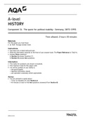 A-level HISTORY Component 1L The quest for political stability&colon; Germany&comma; 1871&ndash;1991