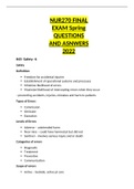 NUR270 FINAL EXAM Spring QUESTIONS AND ASNWERS 2022