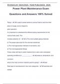 Power Plant Maintenance Exam Questions and Answers 100&percnt; Solved
