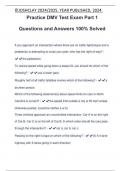 DMV Exam Package Deal Questions and Answers 100&percnt; Solved