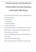 Primary Health Care Exam Questions and Answers 100&percnt; Solved