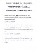 PRIMARY HEALTH CARE Exam Questions and Answers 100&percnt; Solved