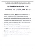 PRIMARY HEALTH CARE Exam Questions and Answers 100&percnt; Solved