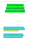 VATI Predictor exam questions and answers 2022  VATI Predictor exam questions and answers 2022