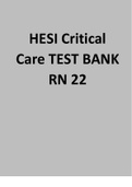 HESI Critical Care 2022 TEST BANK RN