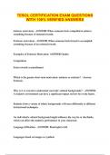TESOL CERTIFICATION EXAM QUESTIONS WITH 100&percnt; VERIFIED ANSWERS
