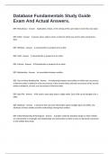 Database Fundamentals Study Guide Exam And Actual Answers&period;