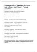 Fundamentals of Database Systems  Latest Exam And Already Passed Answers&period;