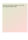 University of Louisiana, Lafayette - ACCT 526 Accounting Final Study Guide.