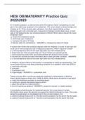 HESI OB&sol;MATERNITY Practice Quiz 2022-2023