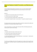 Maternal Newborn Health Promotion and Maintenance Quiz Correctly answered