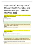 Nursing Care of Children Health promotion and Maintenance QUIZ 1 WITH RATIONALE 2022 