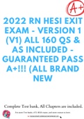 2022 RN HESI EXIT EXAM - Version 1 &lpar;V1&rpar; All 160 Qs & As Included - Guaranteed Pass A&plus;&excl;&excl;&excl; &lpar;All Brand New Q&A Pics Included&rpar;