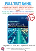 Test Bank For Burns and Grove's The Practice of Nursing Research Appraisal, Synthesis, and Generation of Evidence 9th Edition by Jennifer R. Gray, Susan K. Grove 9780323673174 Chapter 1-29 Complete Guide.
