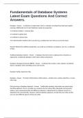 Fundamentals of Database Systems Latest Exam Questions And Correct Answers&period;