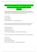 Maternity and Women's Health Nursing Exam&vert;  Questions & Essays with 100&percnt; Verified  Answers