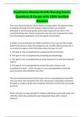 Psychiatric-Mental-Health-Nursing Exam&vert;  Questions & Essays with 100&percnt; Verified  Answers 