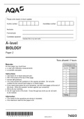 2022 AQA A level biology paper 2 