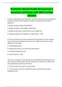 Psychiatric Mental Health Nursing Exam&vert;  Questions and Essays with 100&percnt; Verified  Answers 