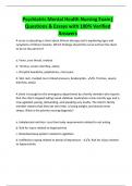Psychiatric Mental Health Nursing Exam&vert;  Questions & Essays with 100&percnt; Verified  Answers 