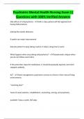 Psychiatric Mental Health Nursing Exam 1&vert;  Questions with 100&percnt; Verified Answers 