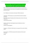 Psychiatric Mental Health Nursing Exam&vert;  Questions with 100&percnt; Verified Answers 