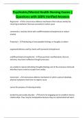 Psychiatric&sol;Mental Health Nursing Exams &vert;  Questions with 100&percnt; Verified Answers 