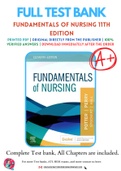 Test Bank for Fundamentals of Nursing 11th Edition By atricia Potter, Anne Perry, Patricia Stockert, Amy Hall Chapter 1-50 Complete Guide A+