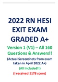 2022 RN HESI EXIT EXAM GRADED A&plus; Version 1 &lpar;V1&rpar; &ndash; All 160 Questions & Answers&excl;&excl; &lpar;Actual Screenshots from exam taken in April 2022 A&plus;&rpar;