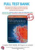 Test Bank For Porth Pathophysiology&colon; Concepts of Altered Health States 2nd Edition By Ruth Hannon 9781451192896 Chapter 1-61 Complete Guide &period;