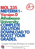 BIOL 235 MIDTERM 1 - Version D Athabasca University COMPLETE SOLUTION DOWNLOAD TO BOOST YOUR GRADES.