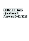 SED2601 Study Questions & Answers 2022/2023
