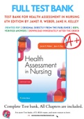 Test Bank For Health Assessment in Nursing 6th Edition by Janet R. Weber; Jane H. Kelley 9781496344380 Chapter 1-34 Complete Guide .