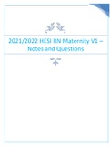 2021/2022 HESI RN Maternity V1 – Notes and Questions