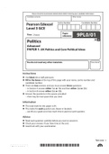 [Question Paper: Pearson Edexcel A-Level 2021] Politics Paper 1: UK Politics and Core  Political Ideas