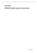 Complete Summary Health Systems Governance (HPI4009)