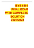  2022/2023  ISYE 6501  FINAL EXAM WITH COMPLETE  SOLUTION