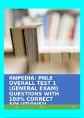 RNPEDIA&colon; PNLE OVERALL TEST 1 &lpar;GENERAL EXAM&rpar; QUESTIONS WITH 100&percnt; CORRECT SOLUTIONS&excl;&excl;