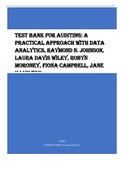TEST BANK FOR AUDITING A PRACTICAL APPROACH WITH DATA ANALYTICS, RAYMOND N. JOHNSON, LAURA DAVIS WILEY, ROBYN MORONEY, FIONA CAMPBELL, JANE HAMILTON