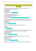 PHARM FINAL&dollar;&dollar;&dollar; 2022 Questions And Answers  A&plus; Grade