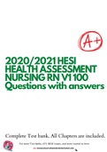 2020&sol;2021 HESI HEALTH ASSESSMENT NURSING RN V1 100 Questions with answers
